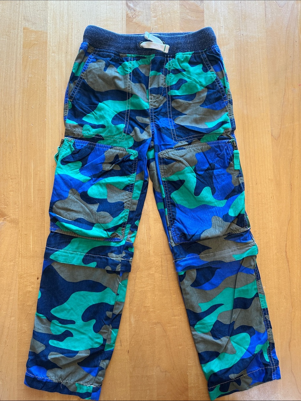 Mini Boden Blue & Green Camo Cargo Joggers